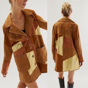 Free People We The Free Flowers On The Wall LEATHER Goat Suede Jacket NEW